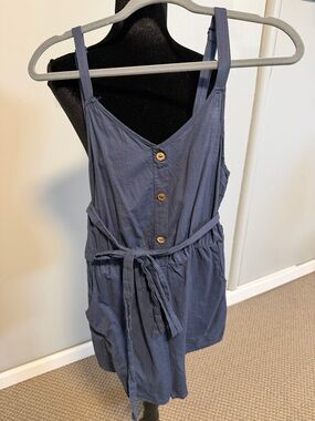SHEIN Blue Button Front Romper | Size M (Fits Small) | Adjustable Straps Summer